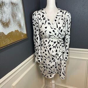 & Other Stories Faux Wrap Mini Dress Classic Retro Pattern